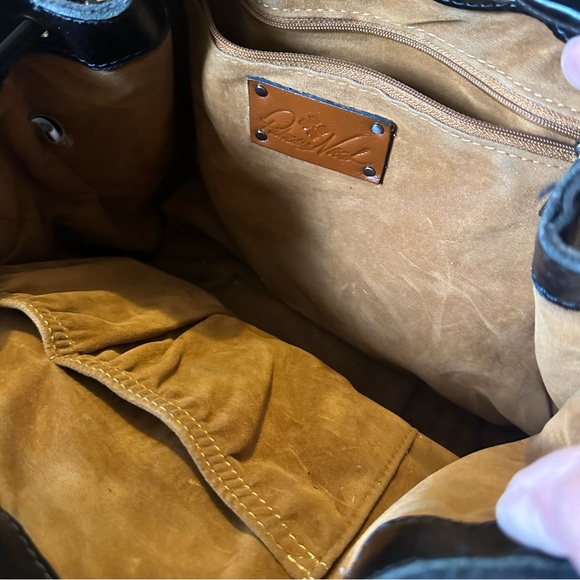 Patricia Nash Black Leather Bucket Shoulder Bag - Picture 2 of 3